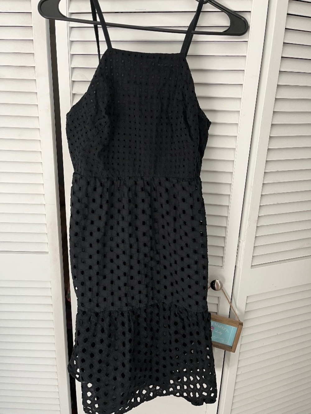 Ann Taylor Loft Black Eyelet Dress! Size 0 Petite ! New condition! Cotton!